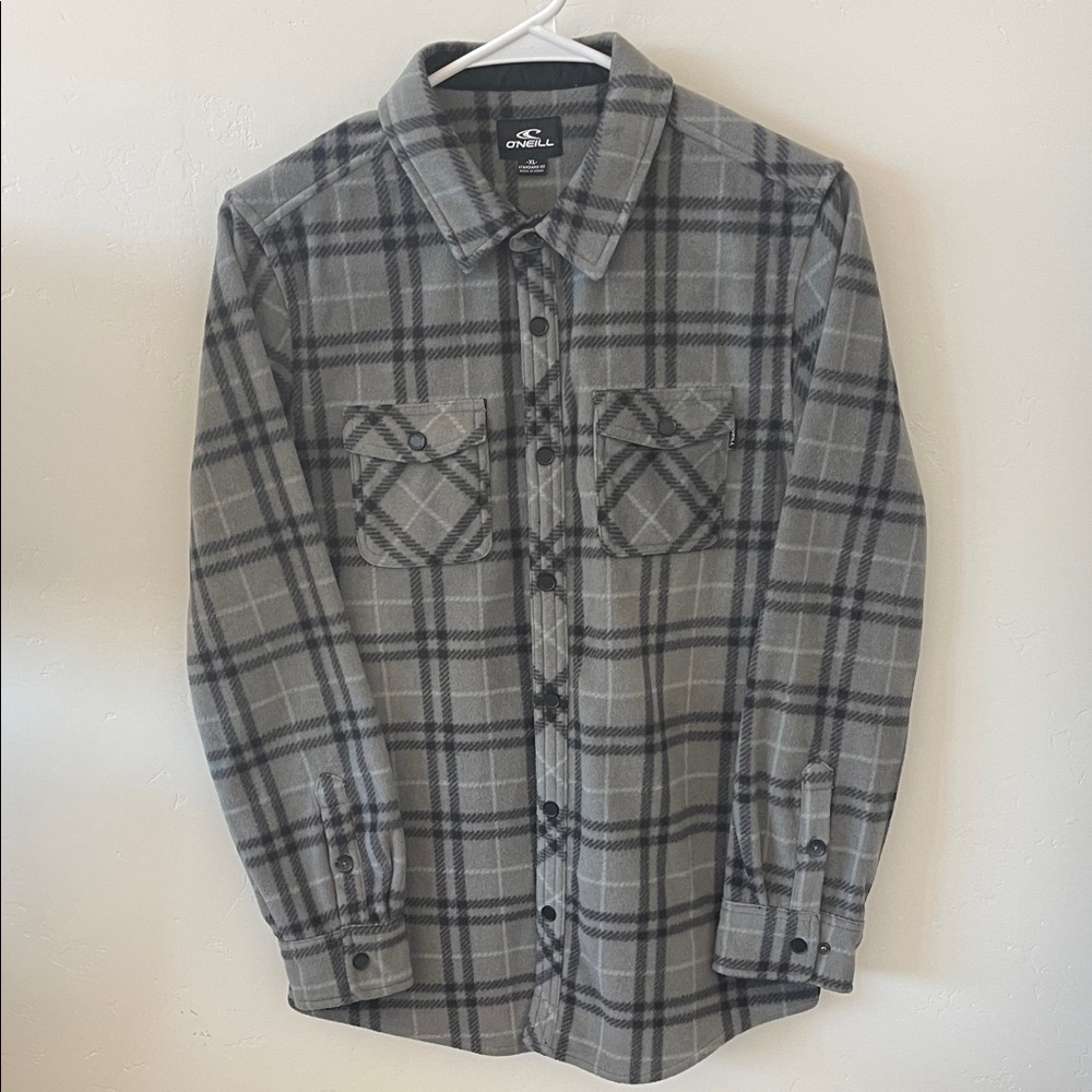 O'Neill Men's Charcoal Plaid Button Down Shirt. Fleece. No tags. Never worn.